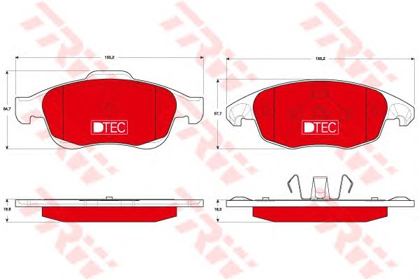 set placute frana,frana disc CITROEN BERLINGO/C4/DS4 06- DTEC COTEC 155,2 X 64,7 X 18,8 155,2 X 57,7 X 18,3