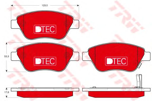 set placute frana,frana disc FIAT DOBLO 1,3-1,9 JTD 05- DTEC COTEC 123 X 53,3 X 17,8