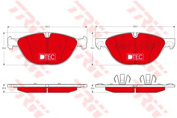 set placute frana,frana disc BMW X5/X6 3,0-4,8 07- DTEC COTEC 193,2 X 79,3 X 20,4