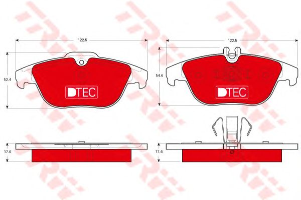 set placute frana,frana disc MERCEDES-BENZ W204/X204 07- DTEC COTEC 122,5 X 52,4 X 17,6 122,5 X 54,6 X 17,6