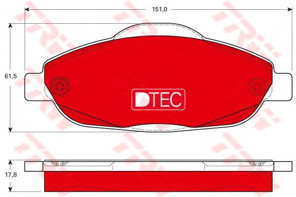 set placute frana,frana disc PEUGEOT 308/3008 1,2-2,0 07- DTEC COTEC 151 X 61,5 X 17,8