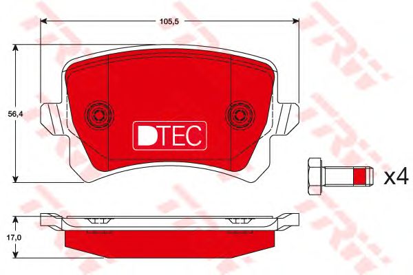 set placute frana,frana disc AUDI A6/Q3 1,4-4,2 04- DT ECOTEC 105,5 X 56,4 X 17