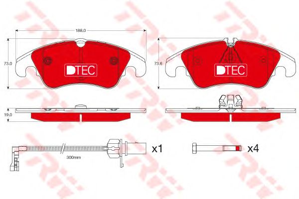 set placute frana,frana disc AUDI A4/A5/Q5 1,8-3,2 09-17 DTEC COTEC 188 X 73,1 X 19 188 X 73,6 X 19