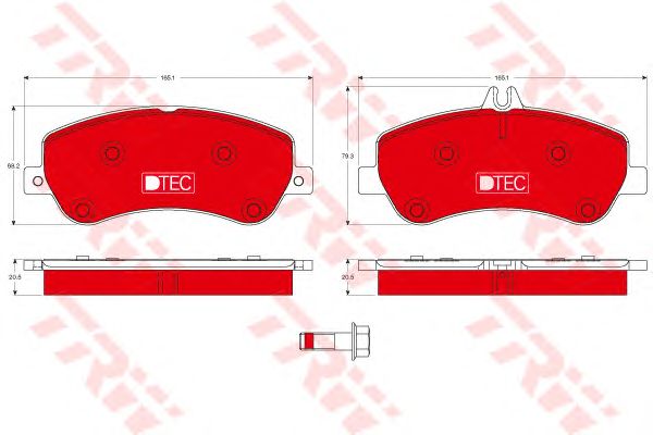 set placute frana,frana disc MERCEDES-BENZ X204 2,0-3,5 4-MATIC 08-15 DTEC COTEC 165,1 X 68,2 X 20,5 165,1 X 79,3 X 20,5