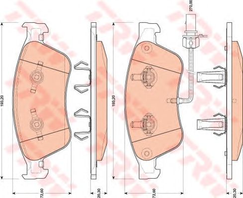 set placute frana,frana disc AUDI A8 2,8-6,0 QUATTRO 03-10 193,2 X 72,6 X 20,3 ATE