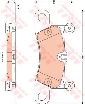 set placute frana,frana disc VW TOUAREG 3,0-4,2 TDI 10- 187,4 X 76 X 17 BREMBO