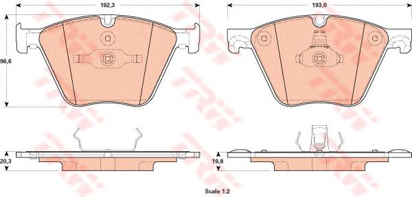 set placute frana,frana disc BMW 5/7 3,0-6,0 08- 192,3/193 X 96,6 X 19,8/20,3 ATE