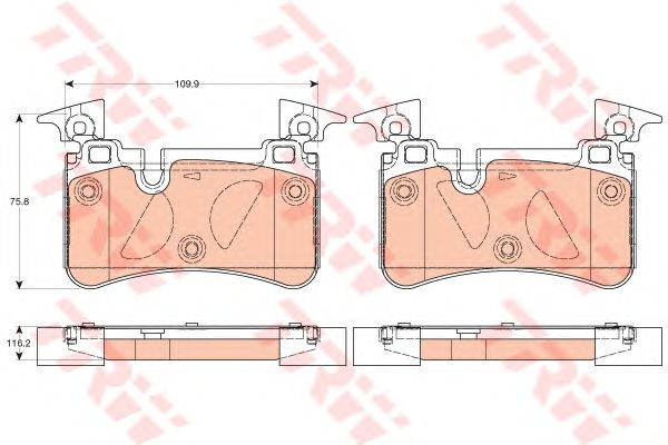 set placute frana,frana disc MERCEDES-BENZ W204/C204/R230 AMG 00- 109,9 X 75,8 X 14,8 BREMBO