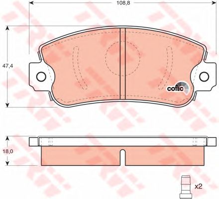 set placute frana,frana disc FIAT PANDA/REGATA/UNO 83-96 108,8 X 47,4 X 18 BENDIX