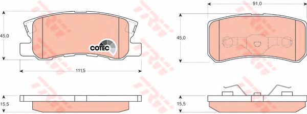 set placute frana,frana disc PEUGEOT 4007/4008 1,6-2,2 HDI 07- 111,5 X 45 X 16,4 91 X 45 X 16,4