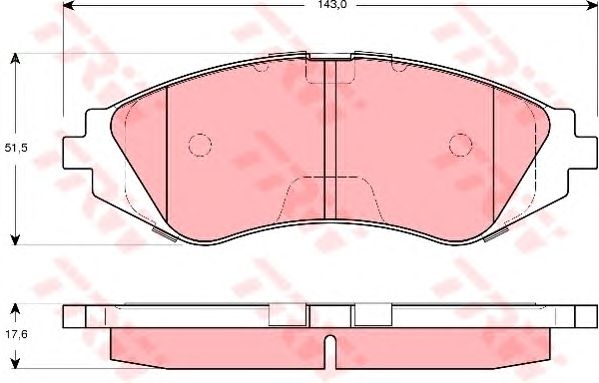 set placute frana,frana disc DAEWOO LANOS/NUBIRA 1,6-2,0 16V 97-03 143 X 51,5 X 17,6 AKEBONO