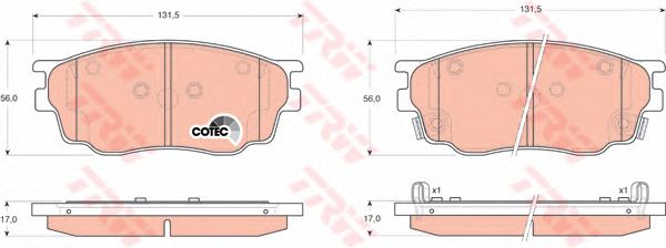 set placute frana,frana disc MAZDA 6 1,8 02-13 131,5 X 56 X 17