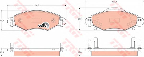 set placute frana,frana disc TOYOTA YARIS