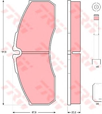 set placute frana,frana disc NISSAN CABSTAR 2,5-3,0 DT 06-/ALTEON 00- 164,4x19