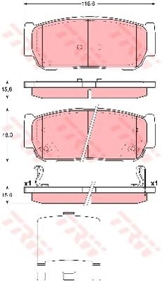 set placute frana,frana disc SSANGYONG KYRON/REXTON 2,0-2,3 4X4 05- 118,6 X 48,3 X 15,6