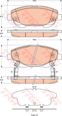 set placute frana,frana disc TOYOTA AVENSIS/VERSO 10- 150,9 X 61,3 X 19