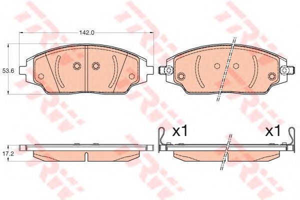 set placute frana,frana disc CHEVROLET AVEO 1,2-1,6 11- 142 X 53,6 X 17,2