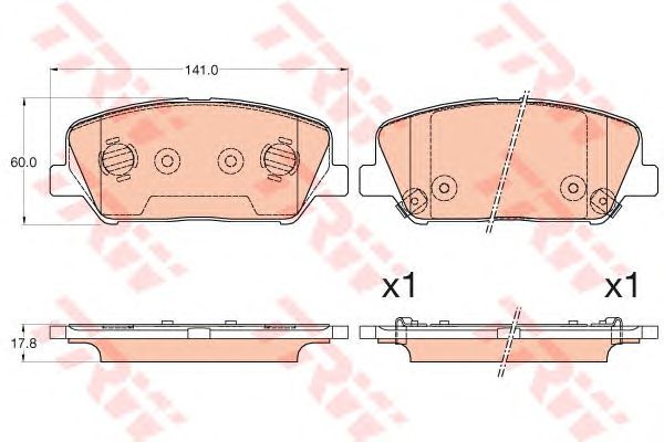 set placute frana,frana disc KIA CEED/CERATO/PRO CEED 1,0-1,6 12- 141 X 60 X 17,8 SUMITOMO