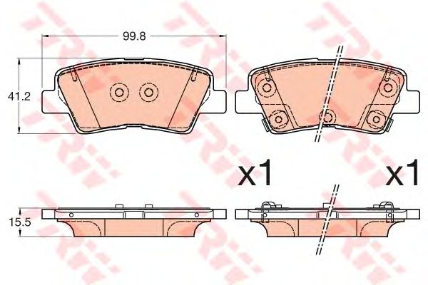 set placute frana,frana disc HYUNDAI I20/I40 1,0-2,0 GDI 12- 99,8 X 41,2 X 15,5