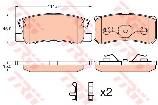 set placute frana,frana disc MITSUBISHI ASX/GRANDIS/OUTLANDER 1,6-2,4 04- 111,5 X 45 X 15,5 91 X 45 X 15,5