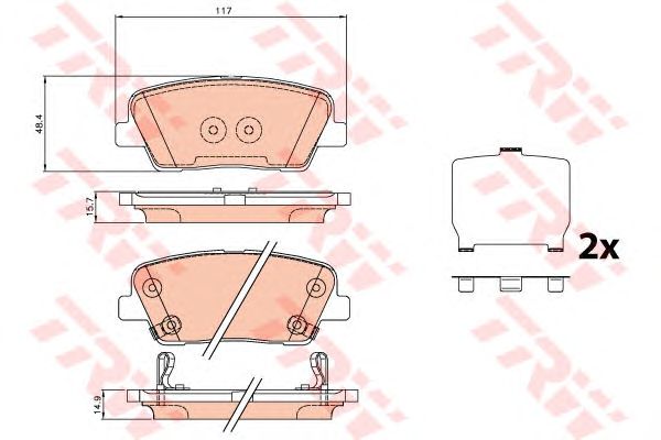 set placute frana,frana disc HYUNDAI GENESIS 2,0-3,8 V6 08-14 117 X 48,4 X 14,9/15,7