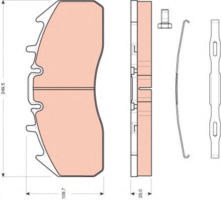 set placute frana,frana disc RENAULT TRUCKS 04- 249,5 X 109,7 X 29