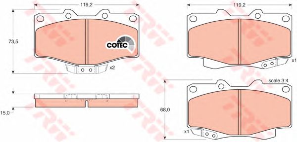 set placute frana,frana disc TOYOTA LAND CRUISER