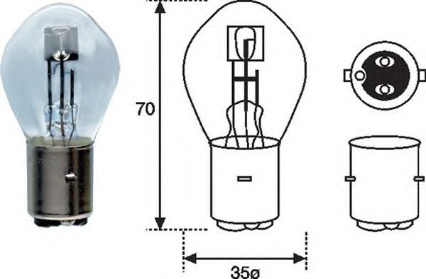 Bec S2 12V/35/35W BA20D (metalic)