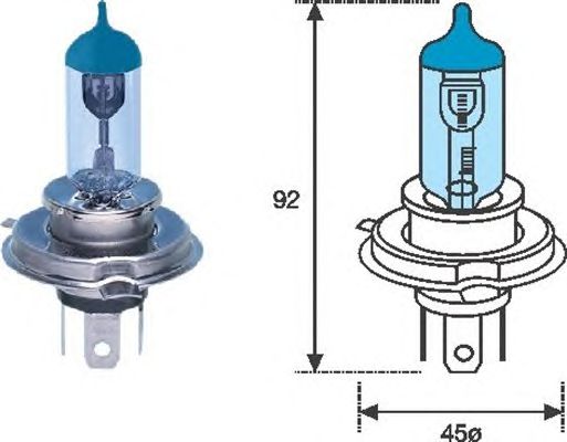 Bec H4 12V/60/55W BLUE LIGHT 