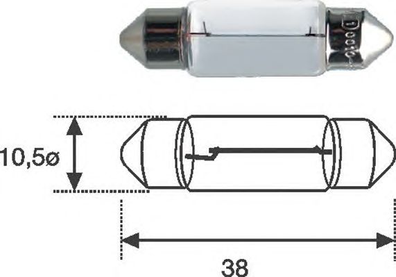 Bec iluminare numar circulatie tubular 12V/10W 11X35MM C10W