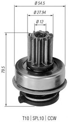 Pinion electromotor VW 2,4D T4 (02A911335D) (Z=10)