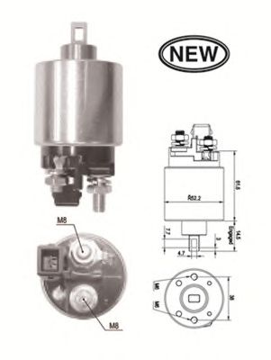 Solenoid, electromotor FORD- ESCORT COUPE, ORION, VERONA, VW- GOLF 1.8, CADDY 1.6, 1.9, POLO 1.6, 1.8, 1.9 D, SEAT-INCA 1.6, 1.9D